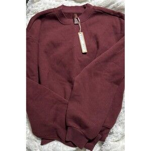 SKIMS Cotton Fleece Crew Oxblood